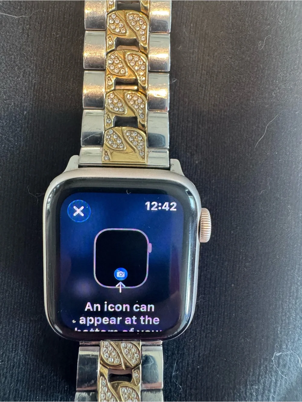 Apple Smartwatch with Blue Dial and Gold & Silver Crystal Link Band